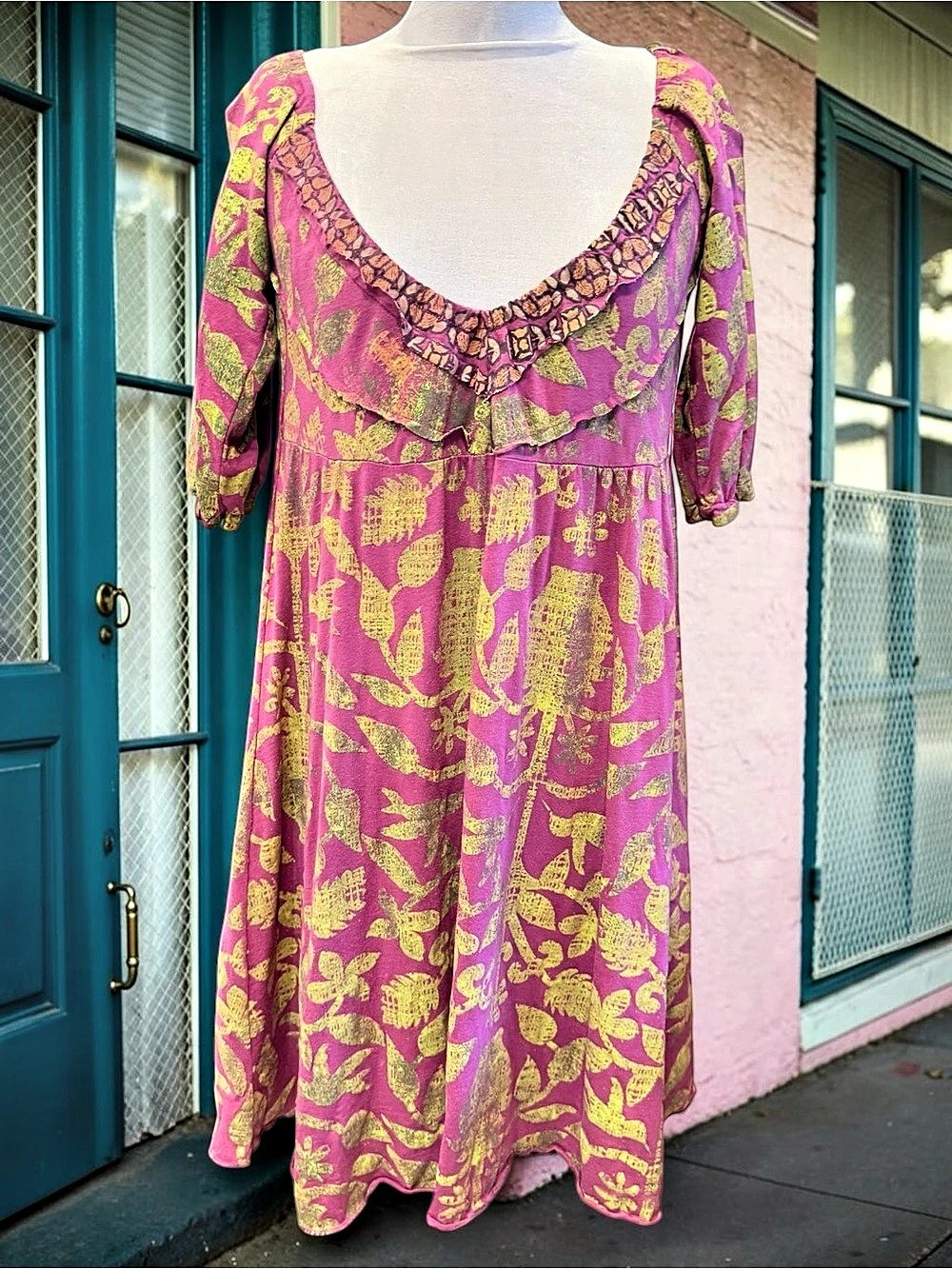 Sundress Scrapbook Originals Sz S A Floral Midi Dress Festival Western Boho Chic